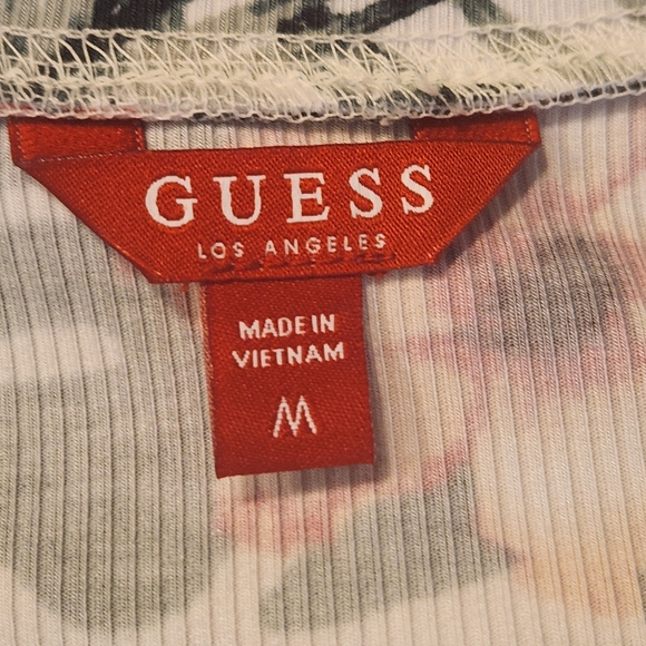 Guess Floral Ribbed Sequin Logo Stretch Knit Dress Medium (5192) - Picture 4 of 7